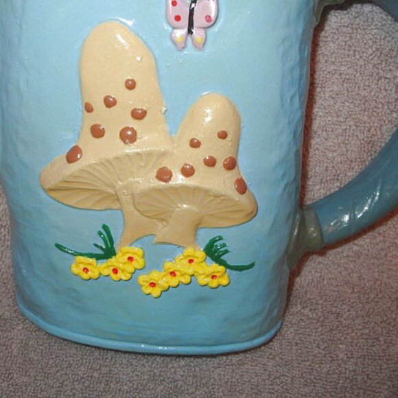 Vintage Mushroom Garden Teapot 3D Hanging Wall Art Megna Mold 1977 MCM Decor 9" - Picture 4 of 12